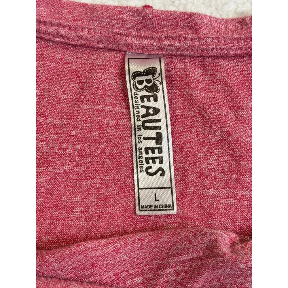 Beautees Pink Butterfly Graphic Sleeveless Top Crochet Lace‎ Hem Fringe Large